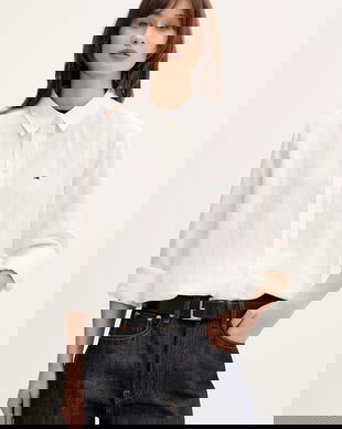 Tommy Jeans cămașă pentru femei, din in