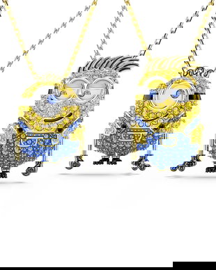 Swarovski colier pentru femei placat cu aur zirconiu cubic MINIONS