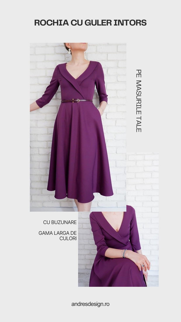 Rochie Clos cu Guler Intors - in culoarea preferata