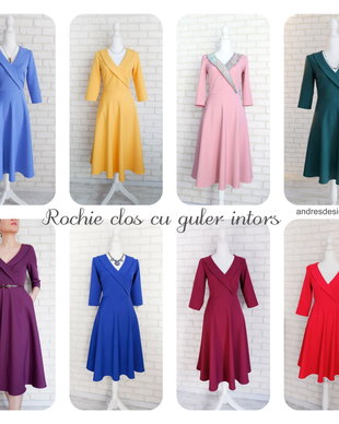 Rochie Clos cu Guler Intors - in culoarea preferata