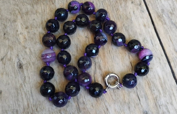 Colier agate fatetate, 14 mm