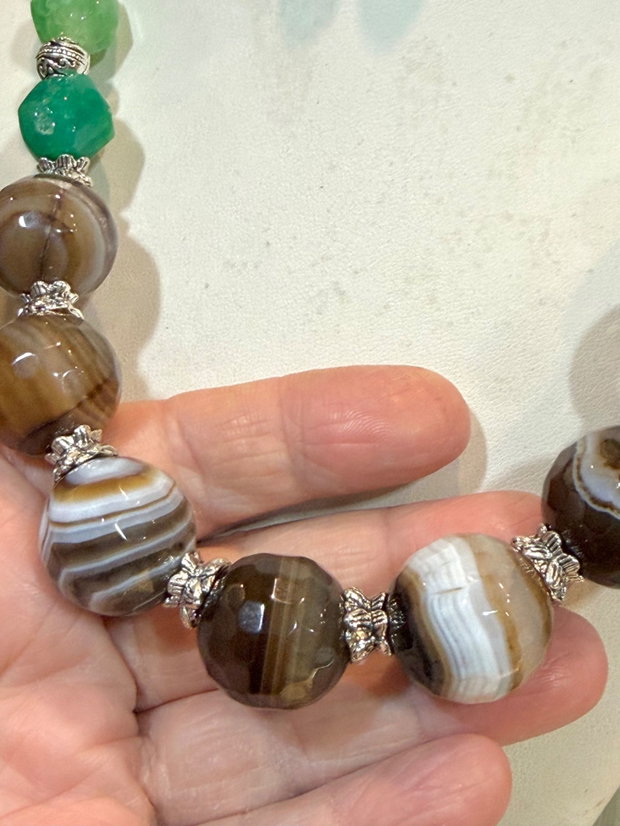 SET~WOODLAND SPIRIT~ agate,jad,inox