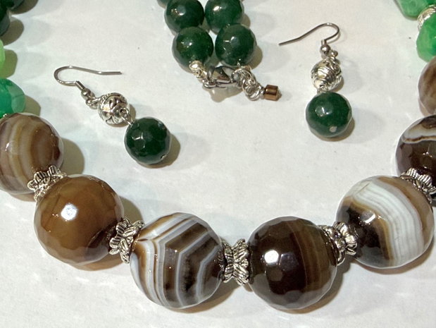 SET~WOODLAND SPIRIT~ agate,jad,inox