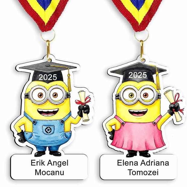 Medalie personalizată Minioni cu nume cadou premiere copii