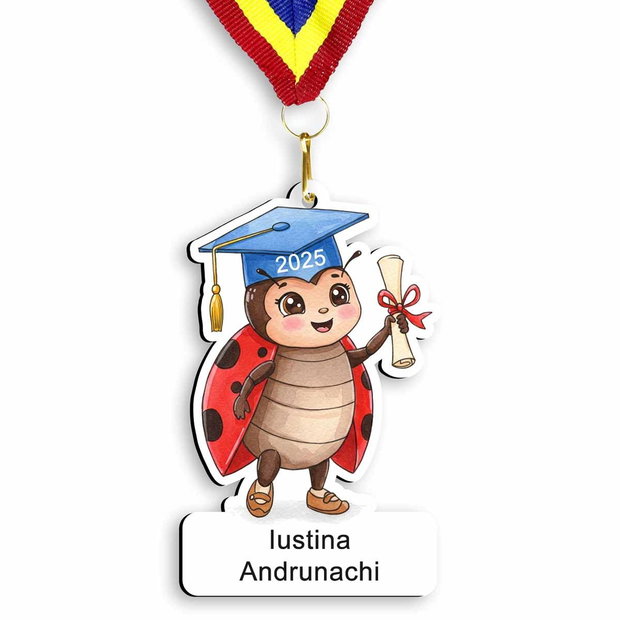 Medalie Absolvire Copii cu Buburuză  Cadou Personalizat Premiere