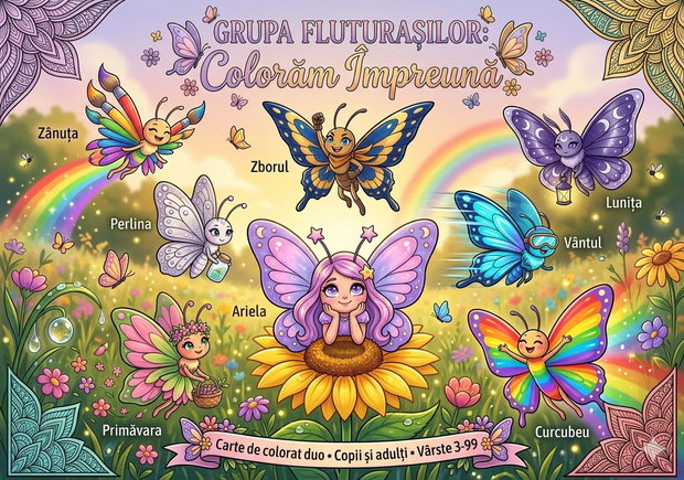 Grupa Fluturașilor - Colorăm Împreună - carte de colorat copiii+ adulți