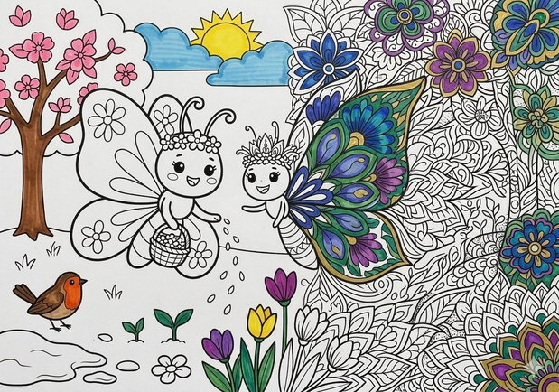 Grupa Fluturașilor - Colorăm Împreună - carte de colorat copiii+ adulți