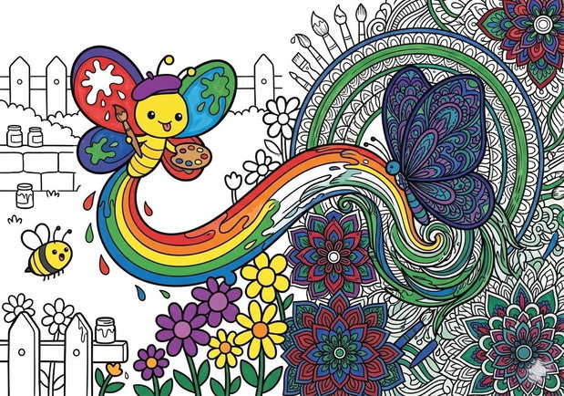 Grupa Fluturașilor - Colorăm Împreună - carte de colorat copiii+ adulți