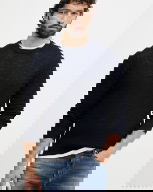 United Colors of Benetton pulover bărbătesc cu amestec de in