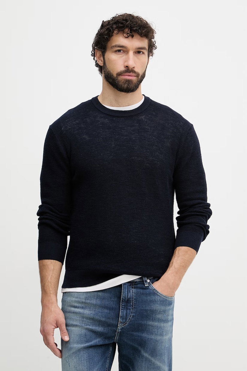 United Colors of Benetton pulover bărbătesc cu amestec de in