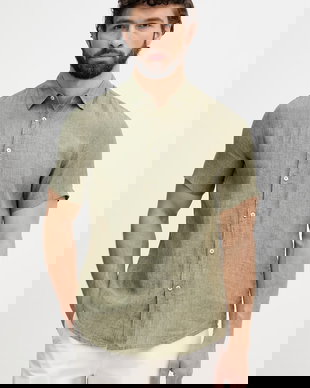 United Colors of Benetton cămașă bărbați din in