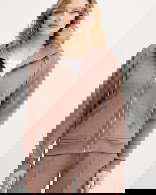 BOSS hanorac cu fermoar și glugă de damă cu bumbac Shiny B Jacket H.