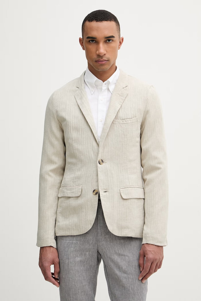 Lindbergh sacou cu un singur rând de nasturi pentru bărbați din in