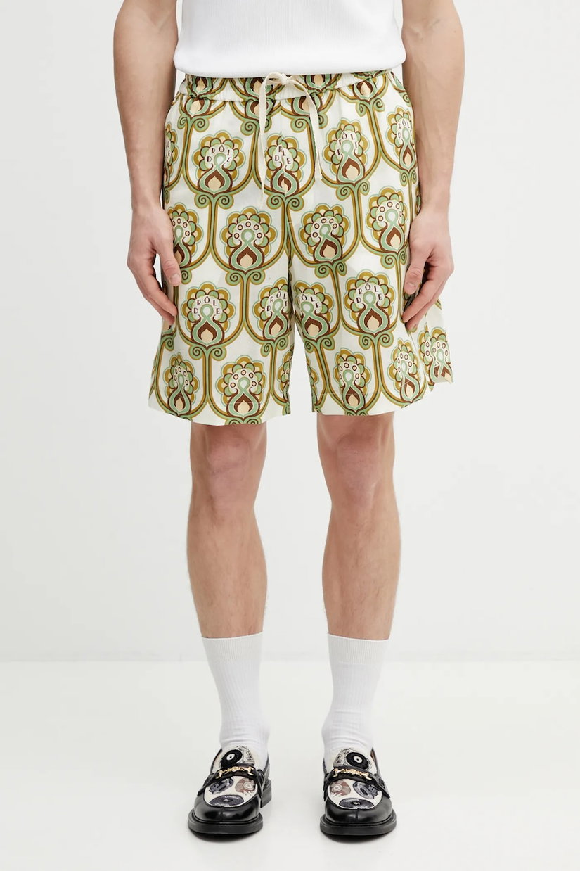 Drôle de Monsieur pantaloni scurți cu in Short Tapisserie Florale Lin