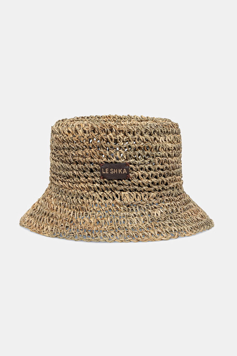 LE SH KA headwear pălărie de paie de damă împletită Straw Bucket Hat vol2