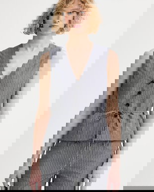 rag & bone vestă cu un singur rând de nasturi damă din bumbac Paulette