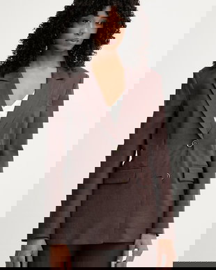 Guess sacou cu un singur rând de nasturi de damă cu amestec de in CARLA