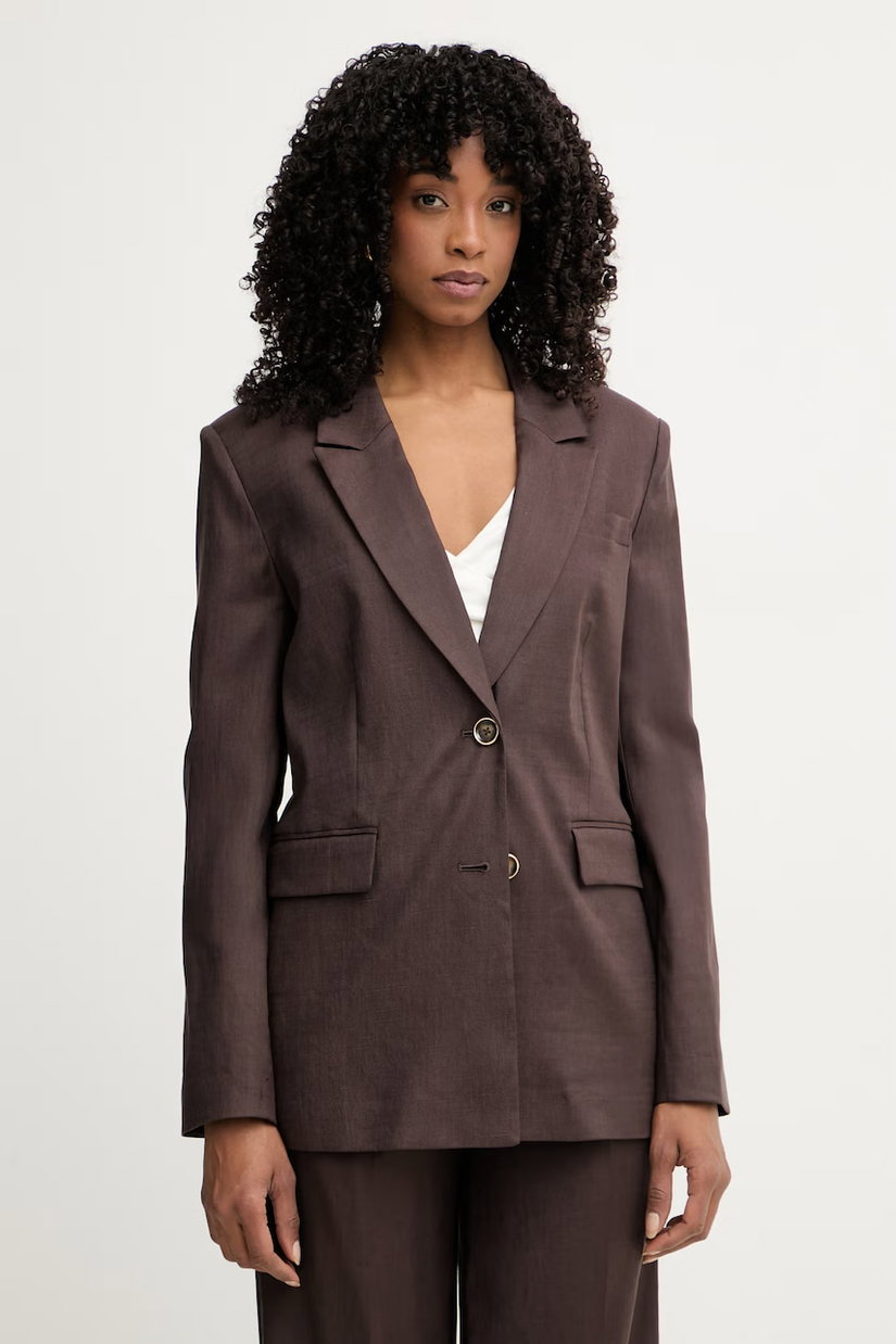 Guess sacou cu un singur rând de nasturi de damă cu amestec de in CARLA