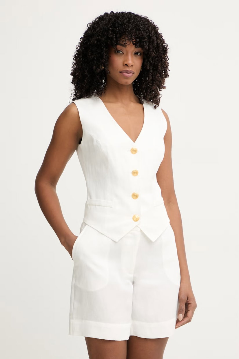 Marciano by Guess vestă cu un singur rând de nasturi de damă cu amestec de in JANE