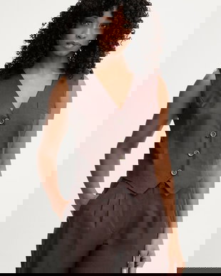 Guess vestă cu un singur rând de nasturi de damă din in CARLA