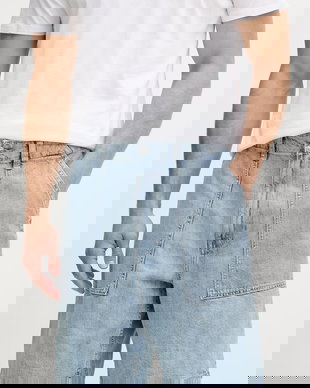 Calvin Klein Jeans bermude bărbătești cu amestec de in