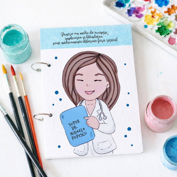 Agenda medic personalizata cu nume pictata manual