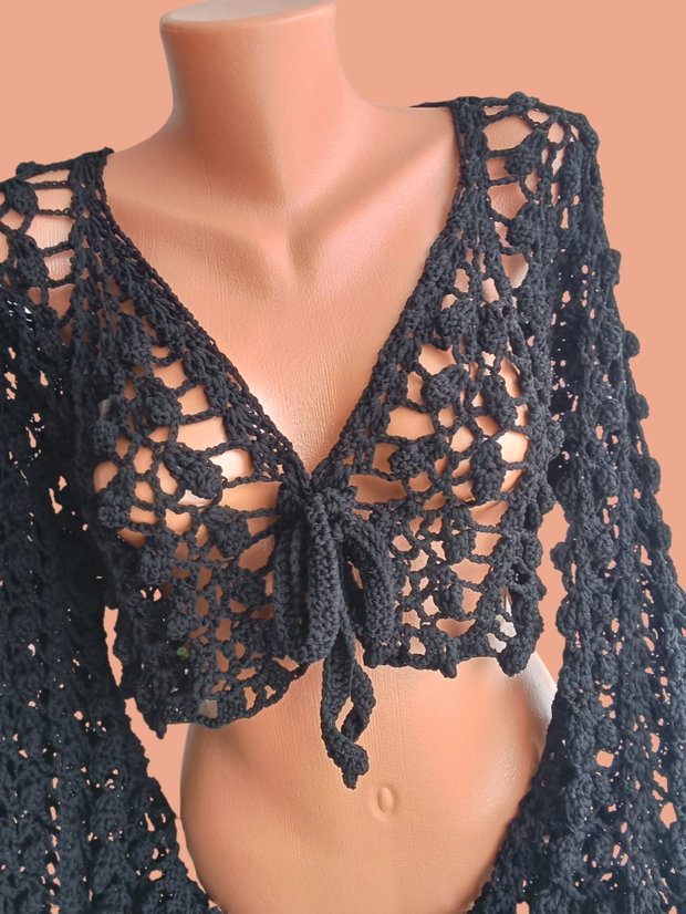 Top negru mâneci lungi