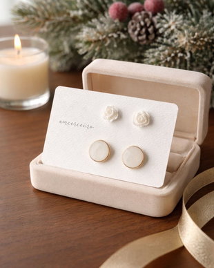 Cercei "White combo 2" - cercei albi, cercei mici, studs