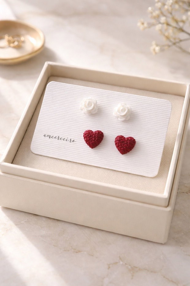Cercei "Love combo" - cercei inimioare, cercei rotunzi, cercei mici