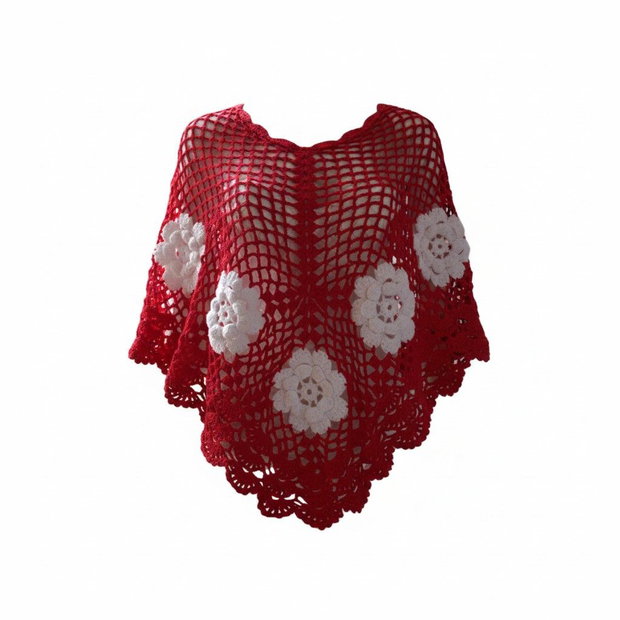 Poncho croșetat manual din bumbac și mătase poncho de vară elegant și ușor