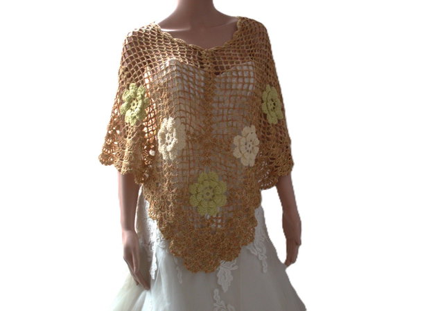 Poncho croșetat manual din bumbac și mătase poncho de vară elegant și ușor