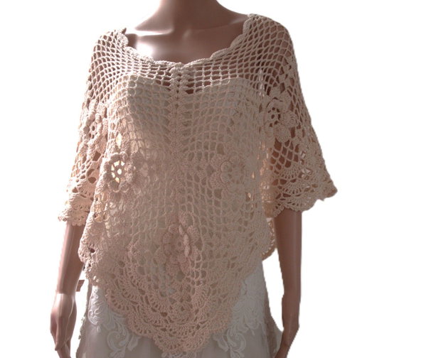 Poncho croșetat manual din bumbac și mătase poncho de vară elegant și ușor