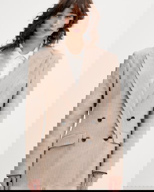 HUGO sacou cu două rânduri de nasturi de damă cu amestec de in Azenia