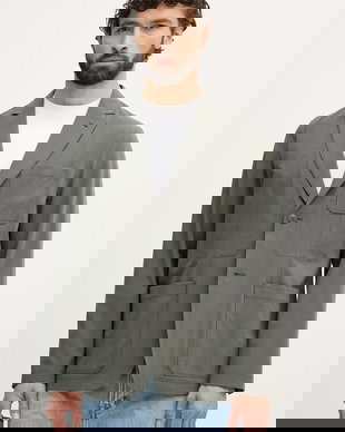 Armani Exchange sacou cu un singur rând de nasturi bărbătesc cu amestec de lână