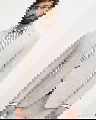 Michael Kors sacou cu un singur rând de nasturi bărbătesc din in