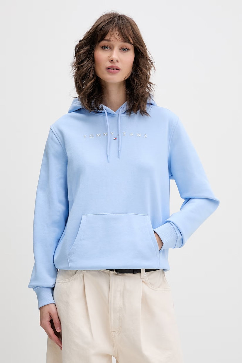 Tommy Jeans hanorac cu glugă damski din bumbac cu elastan