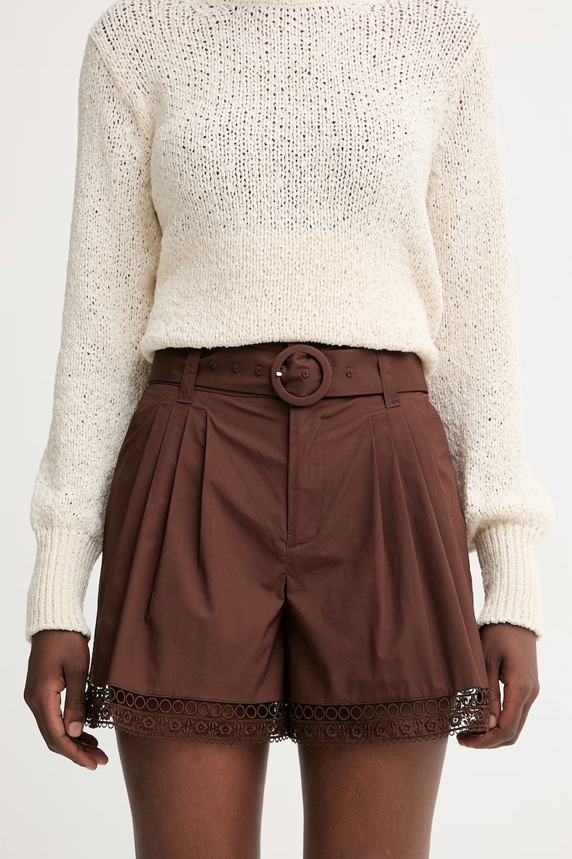 Twinset pantaloni scurți eleganți pentru femei, din bumbac cu elastan