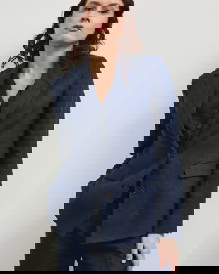 Medicine sacou cu un singur rând de nasturi pentru femei, din in