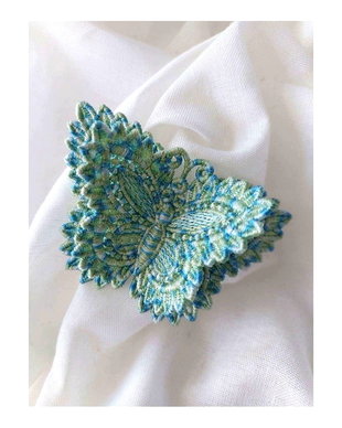 Brosa Fluture Dublu Turcoaz Degrade