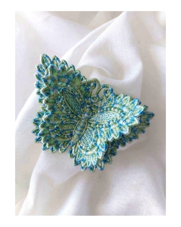 Brosa Fluture Dublu Turcoaz Degrade