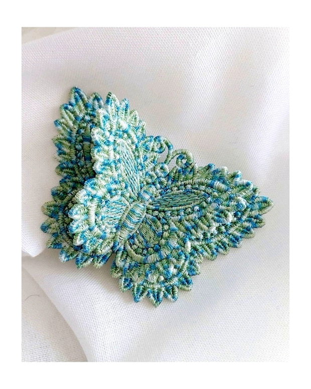 Brosa Fluture Dublu Turcoaz Degrade