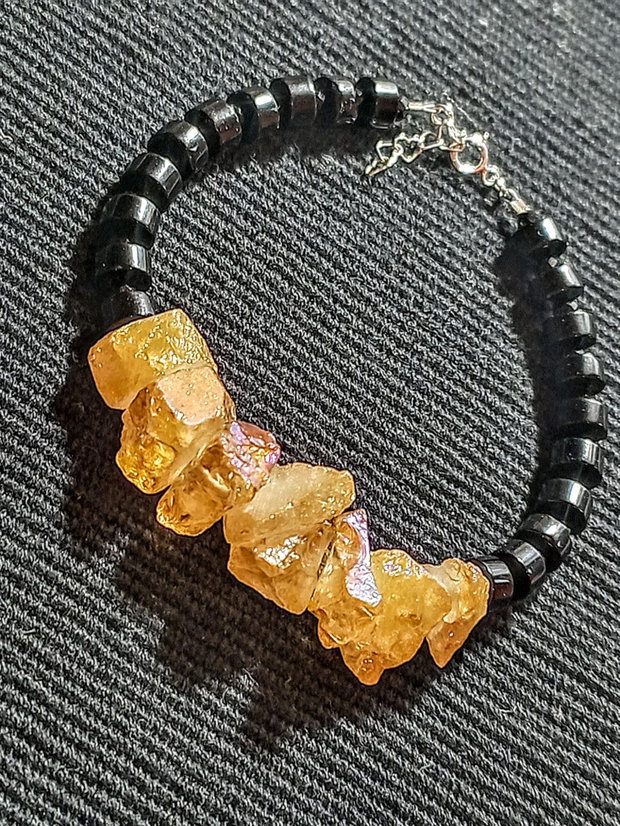 Rezervata Bratara argint cuart aura titan brut onix spinel boho chic trendy