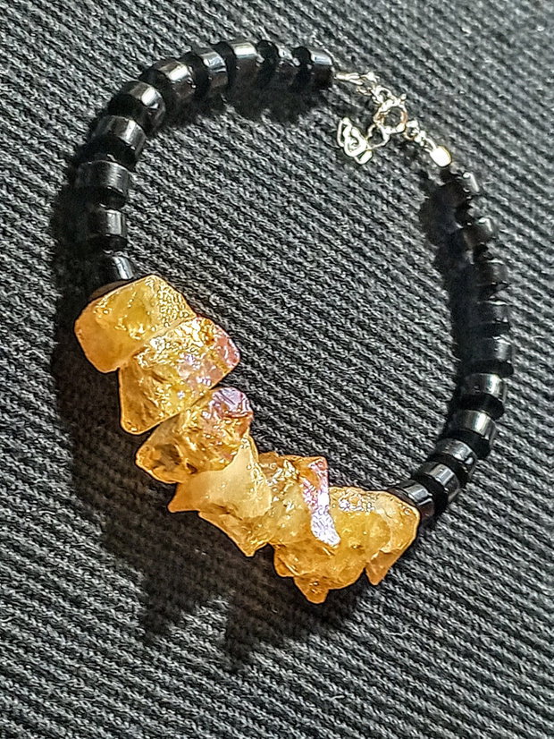 Rezervata Bratara argint cuart aura titan brut onix spinel boho chic trendy
