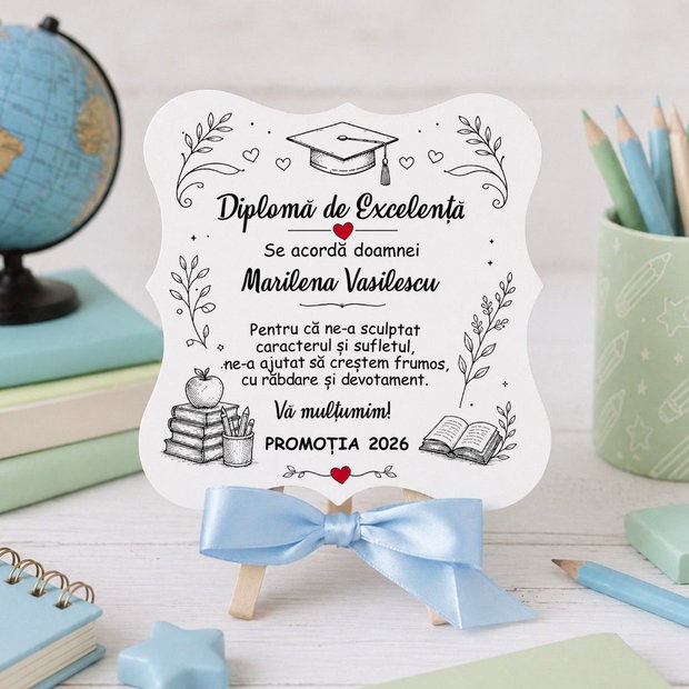 Placuta cu mesaj personalizata handmade pictata diploma de excelenta