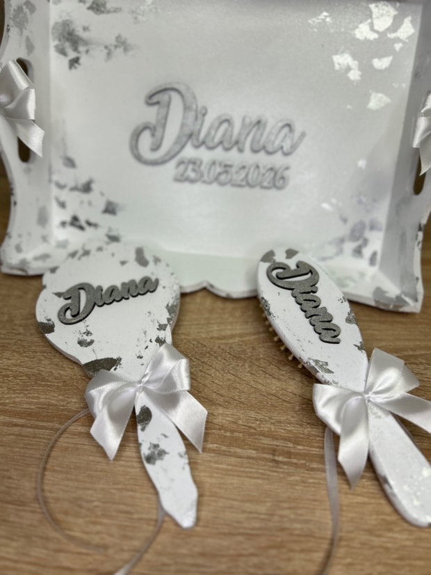 Set mireasa argintiu personalizat