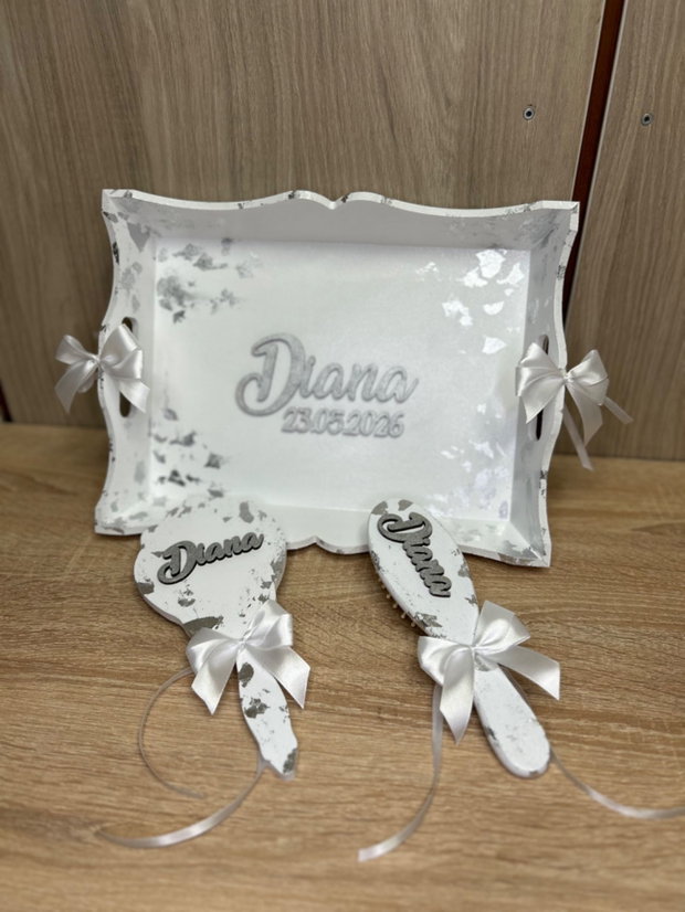 Set mireasa argintiu personalizat
