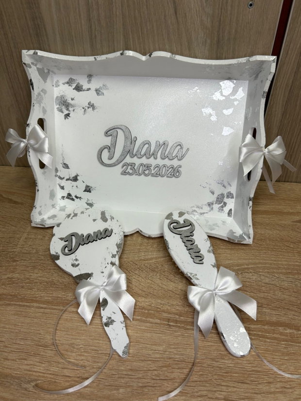 Set mireasa argintiu personalizat