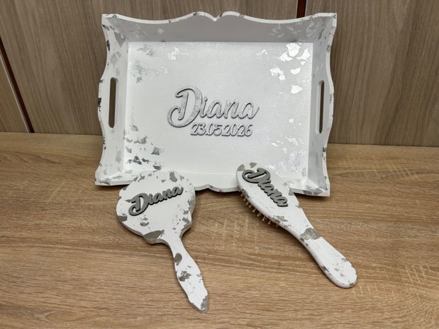 Set mireasa argintiu personalizat