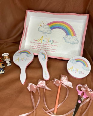Set mot/turta curcubeu personalizat
