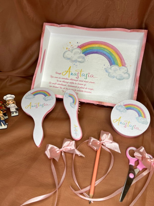 Set mot/turta curcubeu personalizat